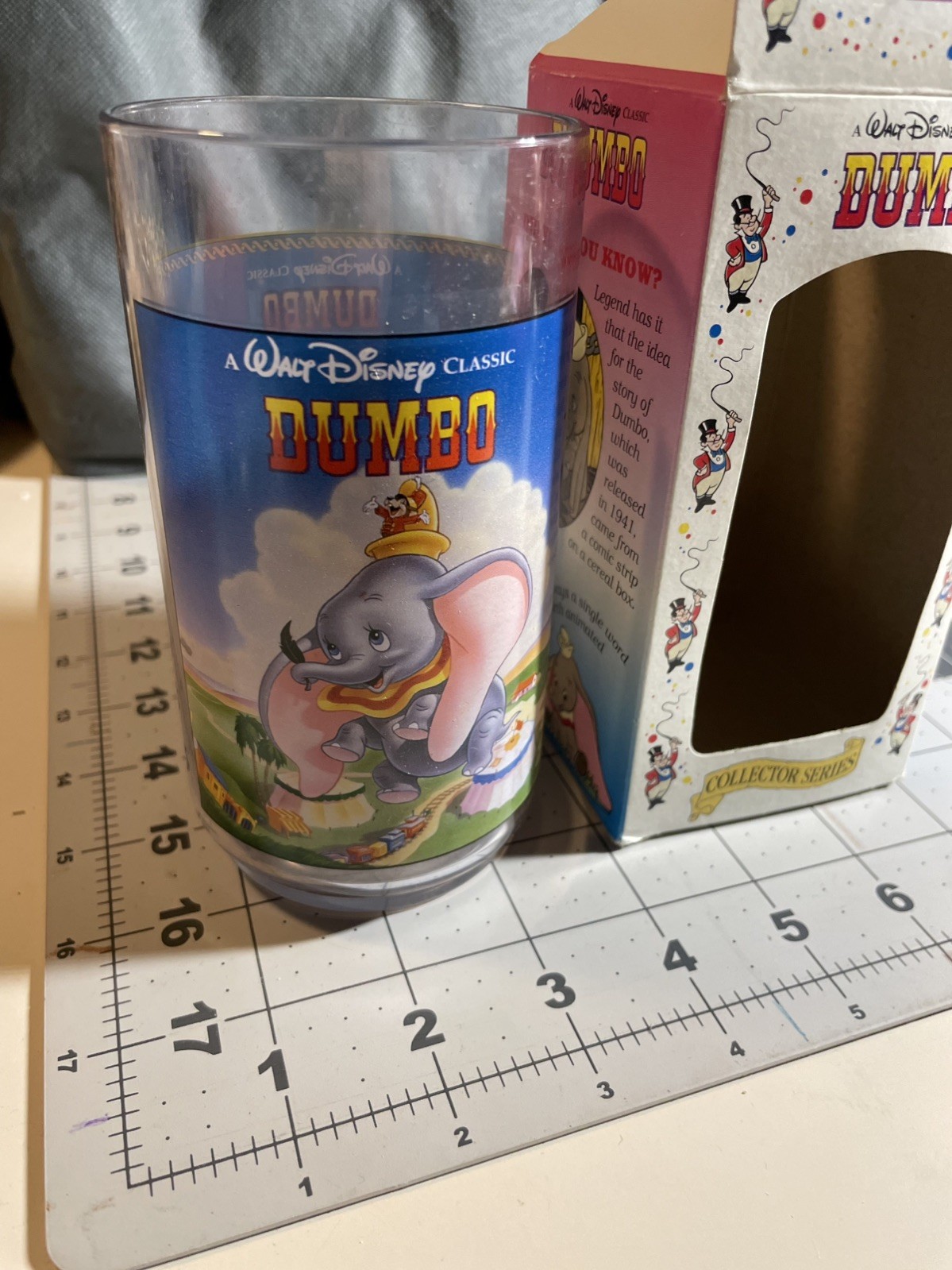 Walt Disney 1994 Collector Series Dumbo Burger King Coca-Cola Plastic Glass Cup