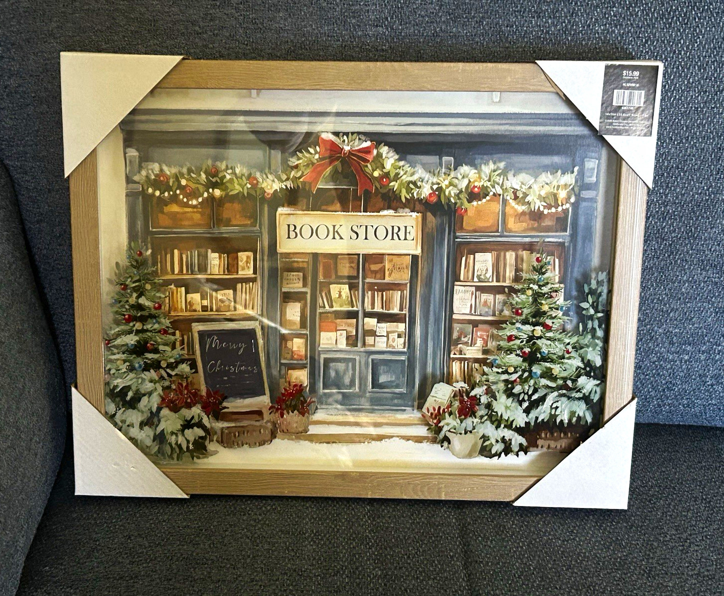 Hobby Lobby Set 3 Framed Holiday Christmas Storefront Prints Book/Candy/Coffee