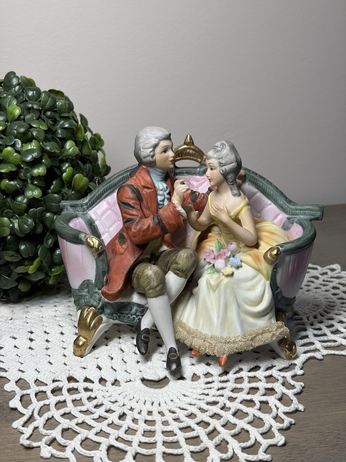 Cucci Royal Crown Porcelain Figurine Victorian Couple On Couch Vintage 1970s Cucci Royal Crown Porcelain Figurine Victorian Couple On Couch Vintage 1970s