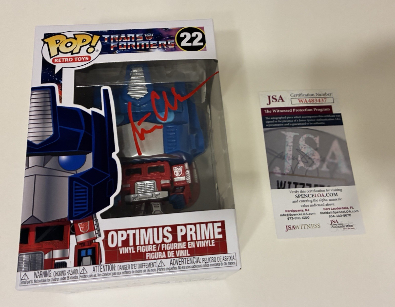 Peter Cullen Transformers Optimus Prime Funko Pop 22 Autographed Signed JSA Peter Cullen Transformers Optimus Prime Funko Pop 22 Autographed Signed JSA