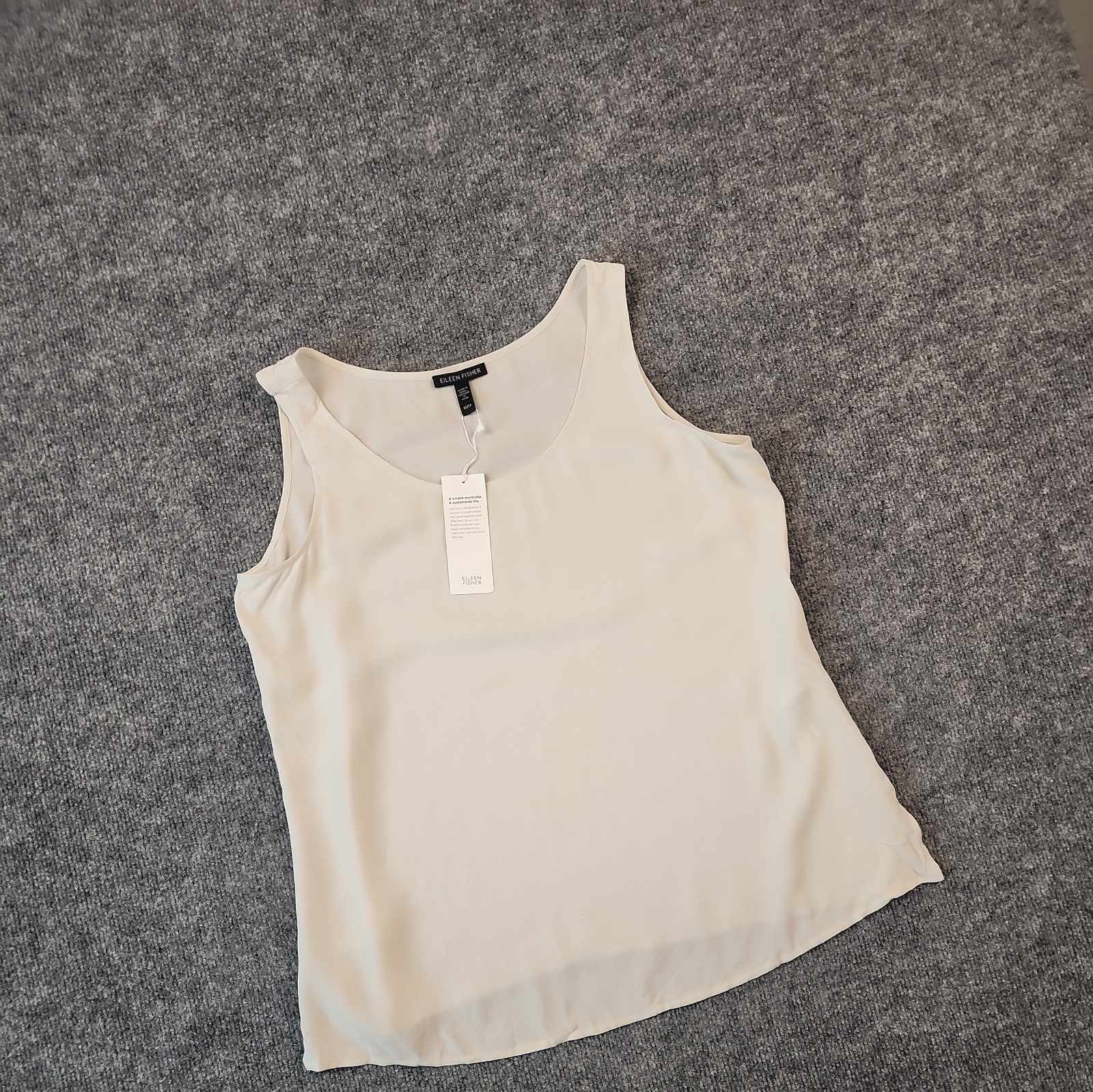 NWT Eileen Fisher Bone Silk Georgette Scoop Neck Tank Top $188 XS NWT Eileen Fisher Bone Silk Georgette Scoop Neck Tank Top $188 XS
