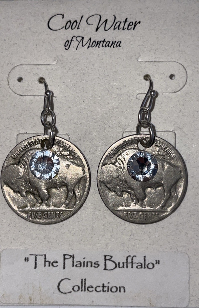 Vintage Authentic Cull Buffalo Nickel Jewelry Crystal Dangle Wire Earrings Women Vintage Authentic Cull Buffalo Nickel Jewelry Crystal Dangle Wire Earrings Women