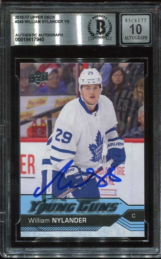 WILLIAM NYLANDER signed 2016-17 UD YOUNG GUNS ROOKIE CARD RC YG BECKETT 10 (BAS) WILLIAM NYLANDER signed 2016-17 UD YOUNG GUNS ROOKIE CARD RC YG BECKETT 10 (BAS)