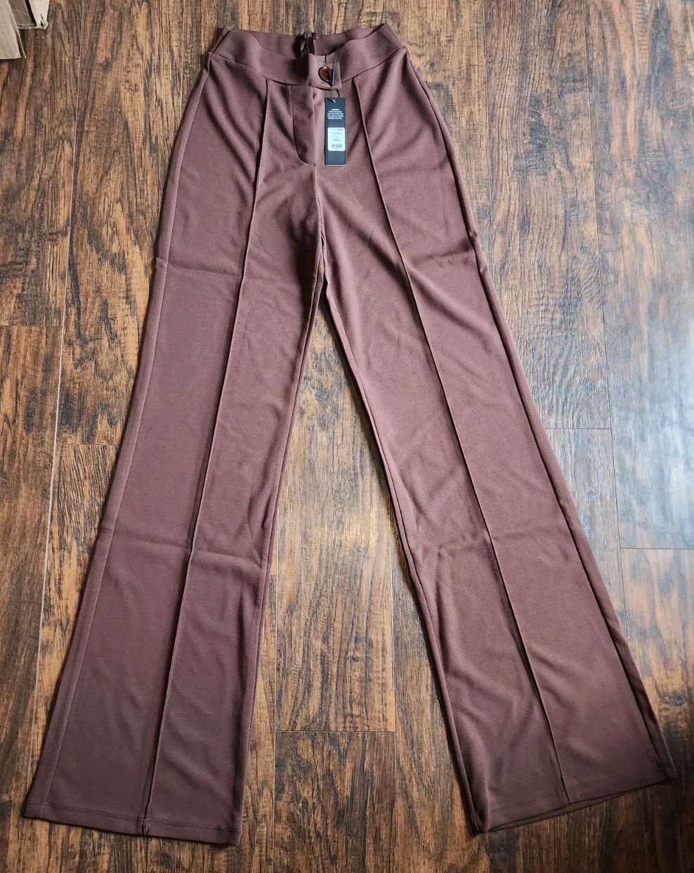 Fashion Nova Call It Even Wide Leg Dress Pants, Chocolate, Long, Womens Size S