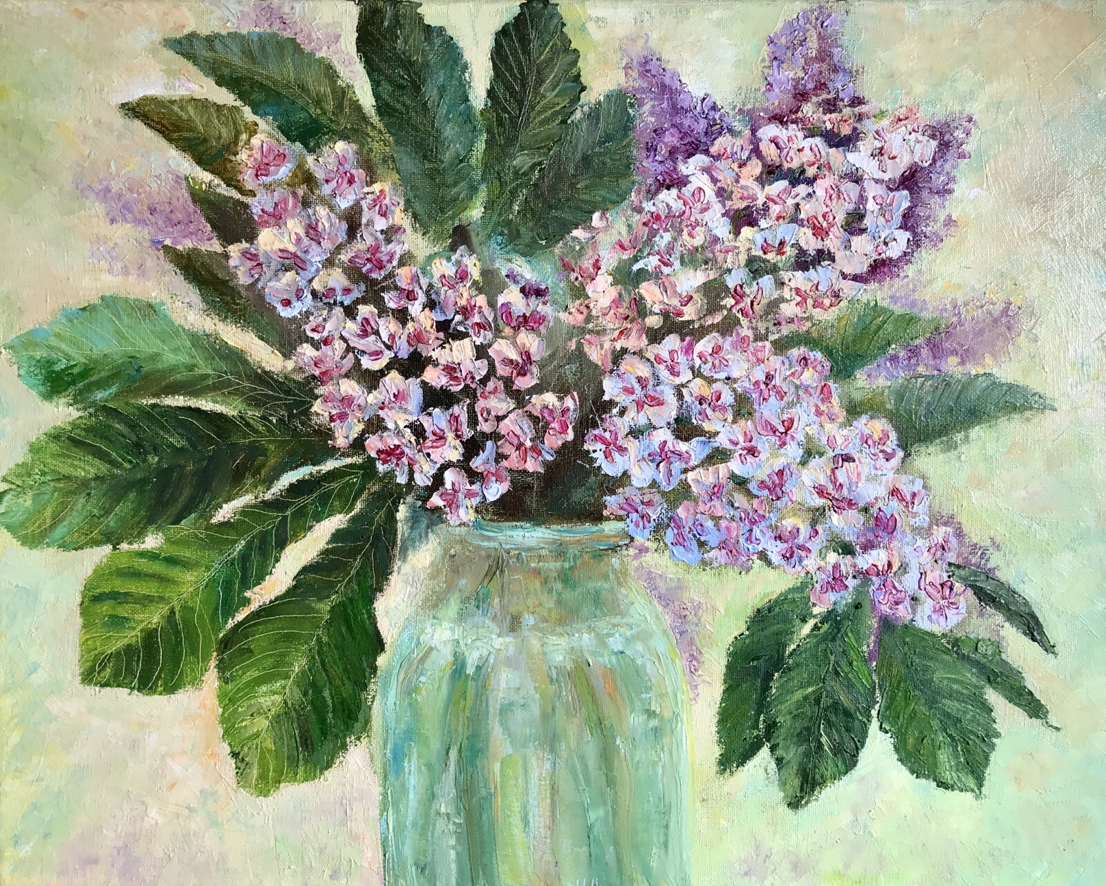 Flowers Original Oil Painting Chestnut Blossom Wall Art, 16x20 Spring Decor