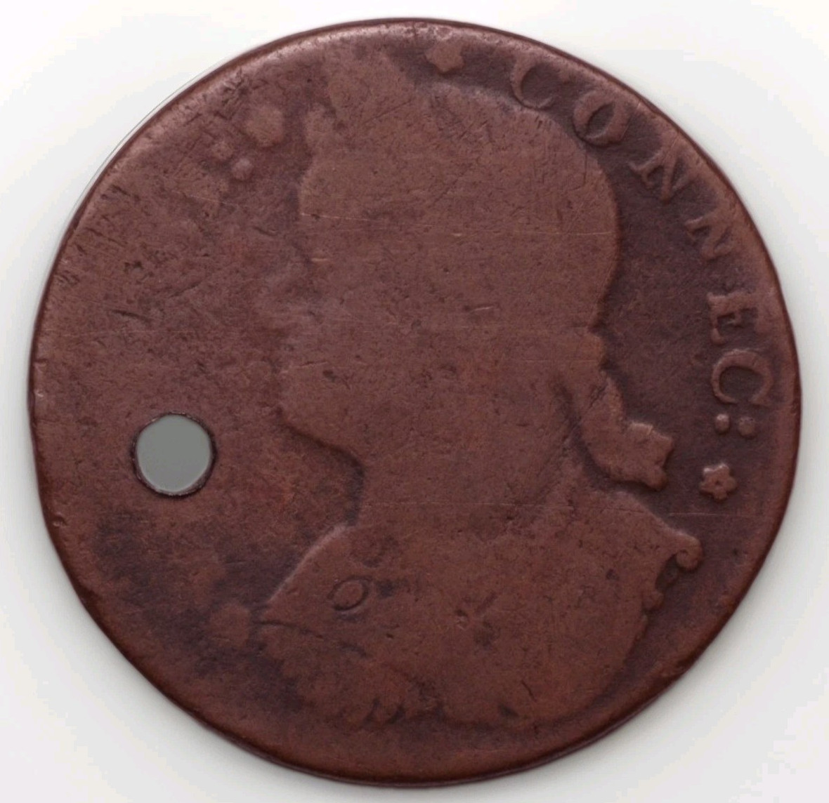 1787 Connecticut Colonial Copper Miller 33.43-hh.2 R6 Rare Variety 1787 Connecticut Colonial Copper Miller 33.43-hh.2 R6 Rare Variety