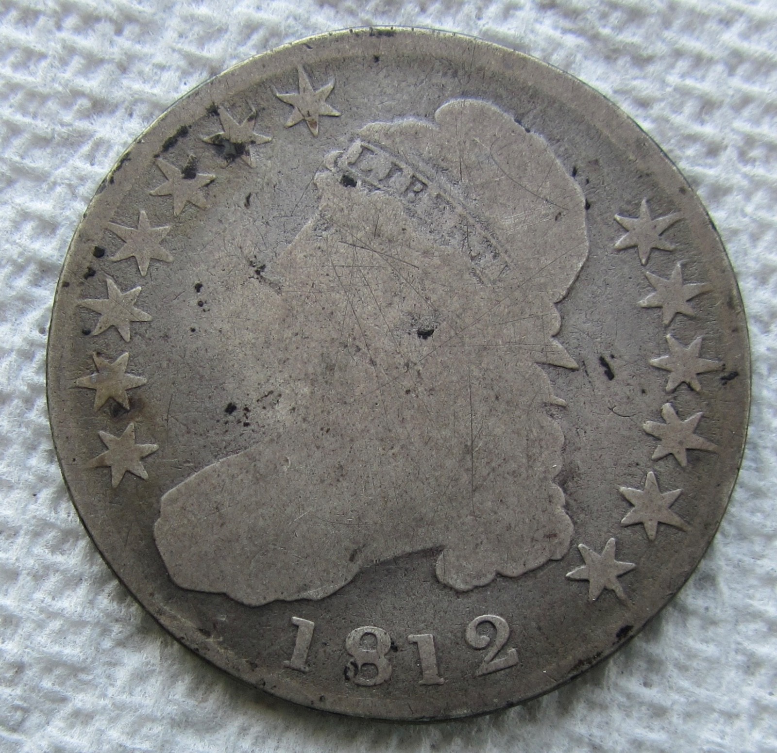 1812 Capped Bust Silver Half Dollar Early Rare Key Date Type Coin  Scratched