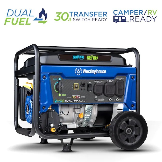 Westinghouse WGEN5300DFCV WGen 5300-Watt Gasoline/Propane Portable Generator