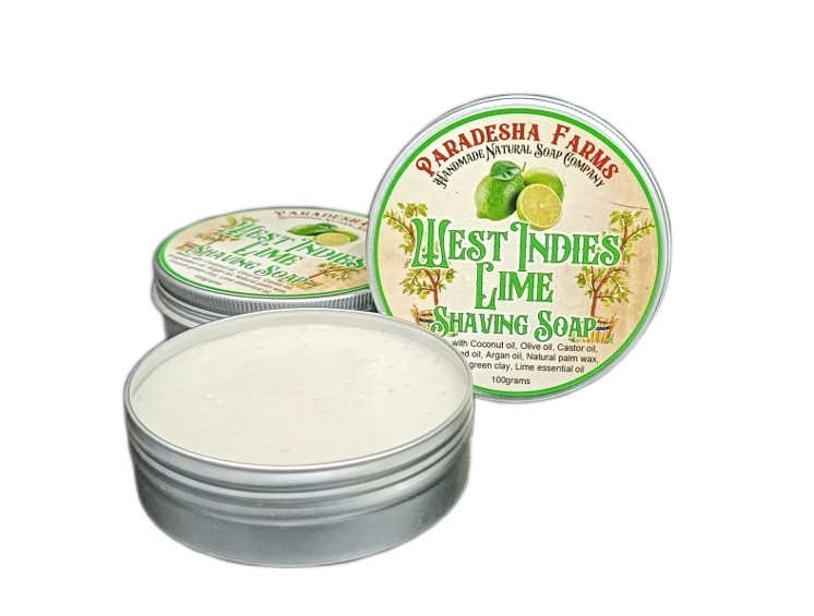 West Indies Lime Premium Shaving Soap. All-natural ingredients (4oz/100 gram)
