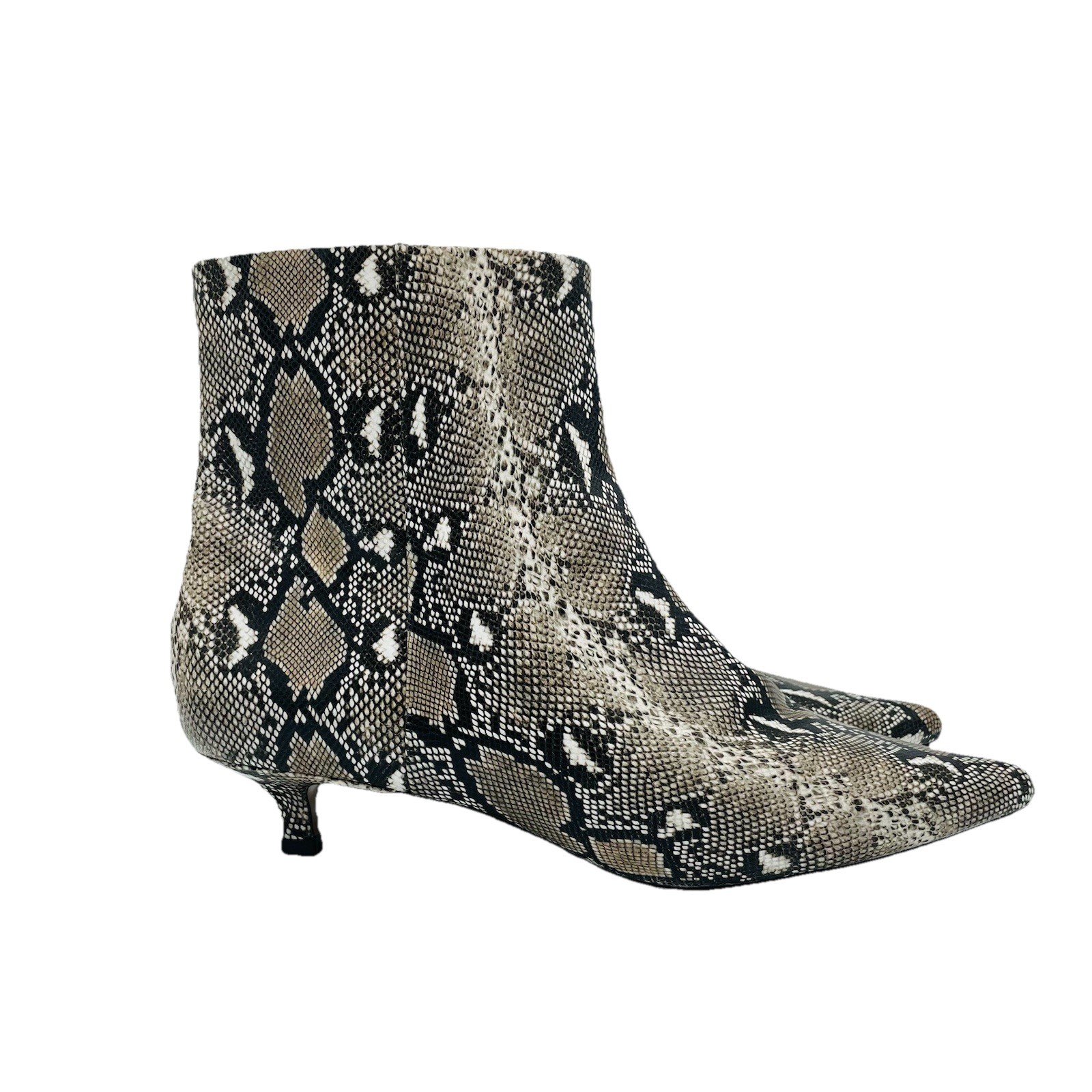 Aldo Shoes Womens Size 9 Snak e Print Kitten Heel Zip Ankle Booties Comfort