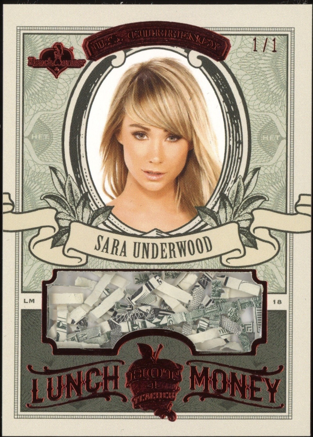 2018 Benchwarmer Hot for Teacher Sara Underwood Lunch Money #1/1 2018 Benchwarmer Hot for Teacher Sara Underwood Lunch Money #1/1