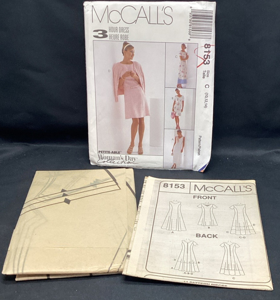 Vtg Sewing Pattern, McCalls 8153 Dress 10-14 UNCUT - Ships Free Vtg Sewing Pattern, McCalls 8153 Dress 10-14 UNCUT - Ships Free