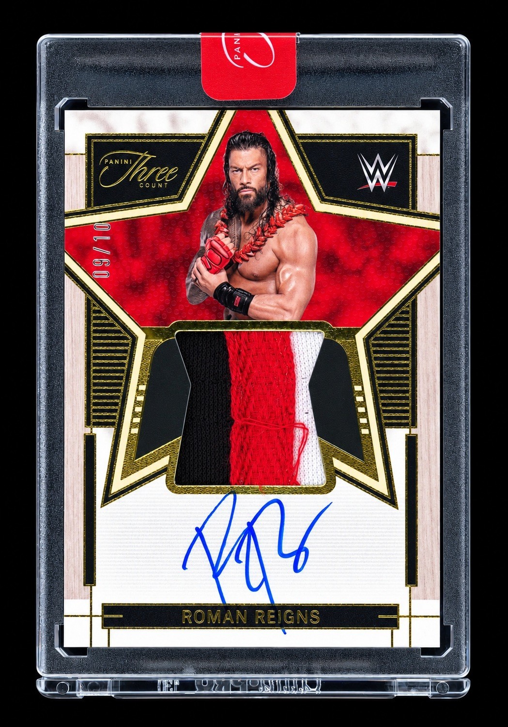 2024 WWE THREE & TWO ROMAN REIGNS STAR SWATCH GOLD PATCH AUTO #/10 SSP *SEALED* 2024 WWE THREE & TWO ROMAN REIGNS STAR SWATCH GOLD PATCH AUTO #/10 SSP *SEALED*