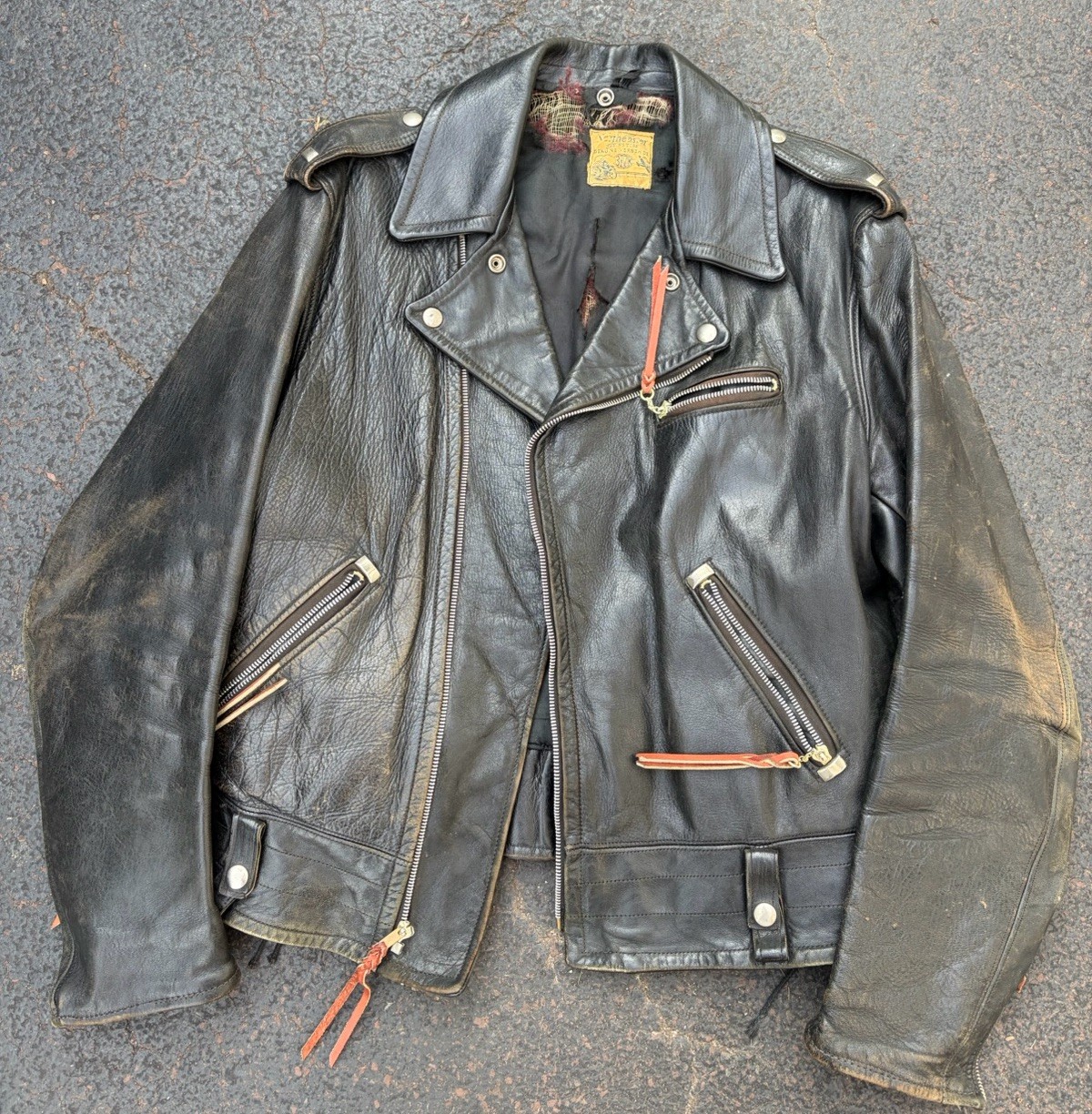 VTG Northeaster Flying Togs Beck Horsehide Moto Jacket Tasseled Zippers See Pics VTG Northeaster Flying Togs Beck Horsehide Moto Jacket Tasseled Zippers See Pics