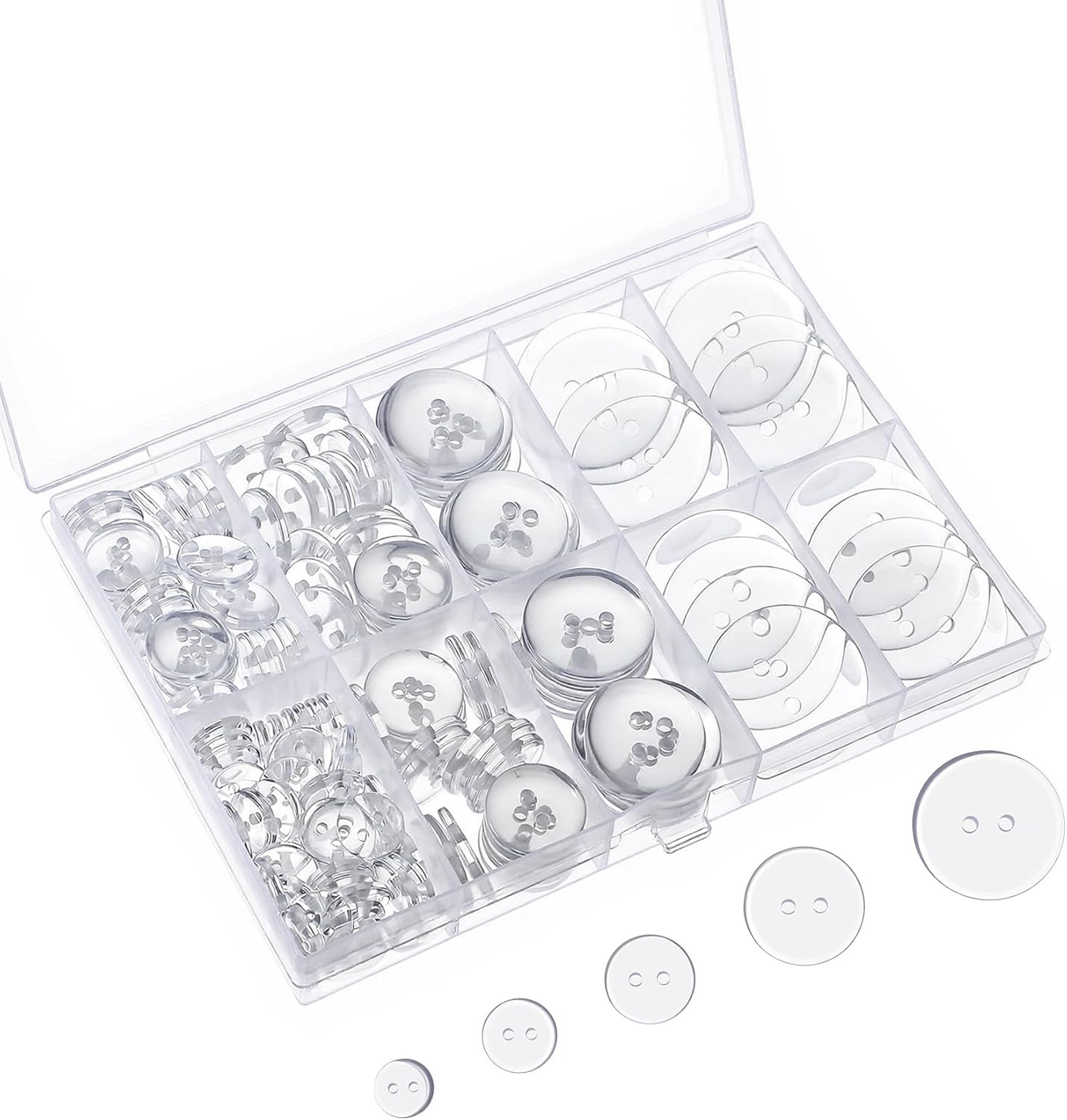 160 Pcs Clear Buttons, 5 Sizes round Clear Buttons for Sewing Crafts Resin Butto