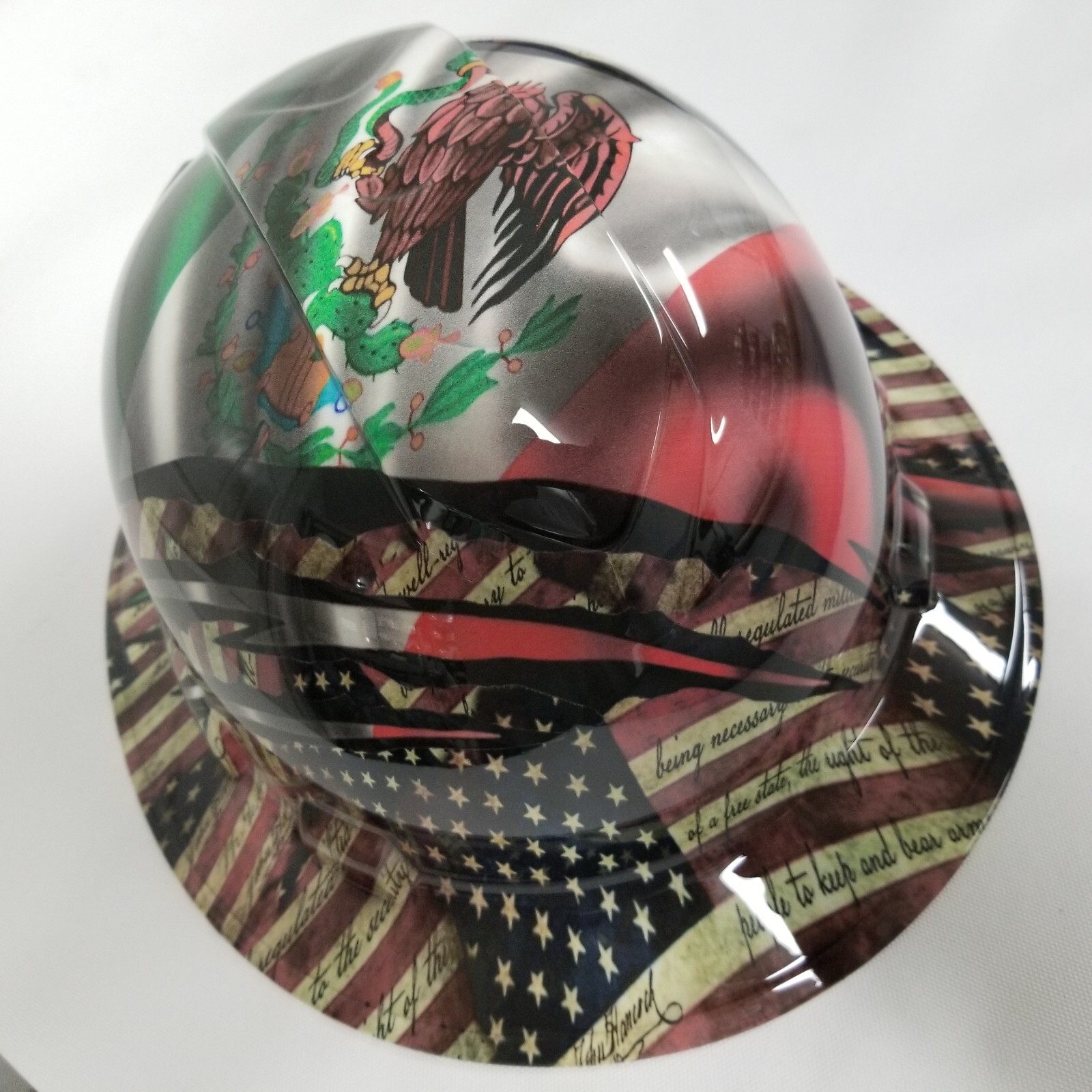 NEW FULL BRIM Hard Hat custom hydro dipped MEXICAN ROOTS/AMERICAN PRIDE NEW NEW FULL BRIM Hard Hat custom hydro dipped MEXICAN ROOTS/AMERICAN PRIDE NEW