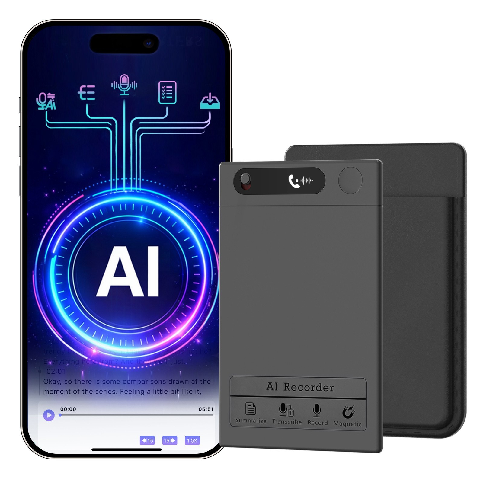 AI Smart Voice Recorder, 64GB 1000+ Hours Audio Recorder with AI Transcription AI Smart Voice Recorder, 64GB 1000+ Hours Audio Recorder with AI Transcription