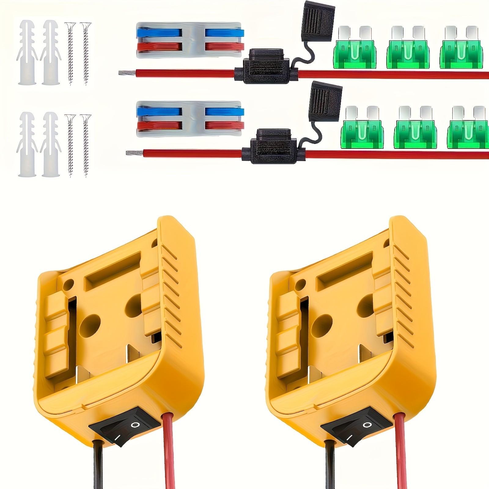 2 Pcs Power Wheels Adapter for DeWalt 20V Battery with Switch 30A Fuse 12AWG 
