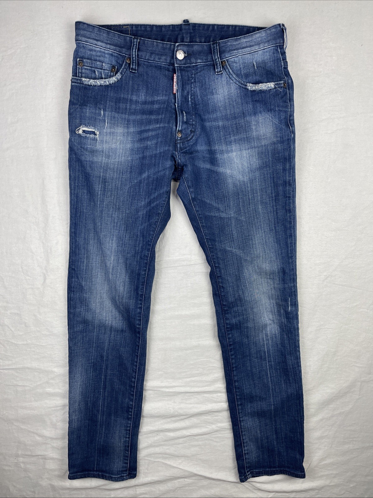 DSQUARED2 Dean Jeans Mens 50 Fits US 33x31 Stretch Slim Distressed Made in Italy