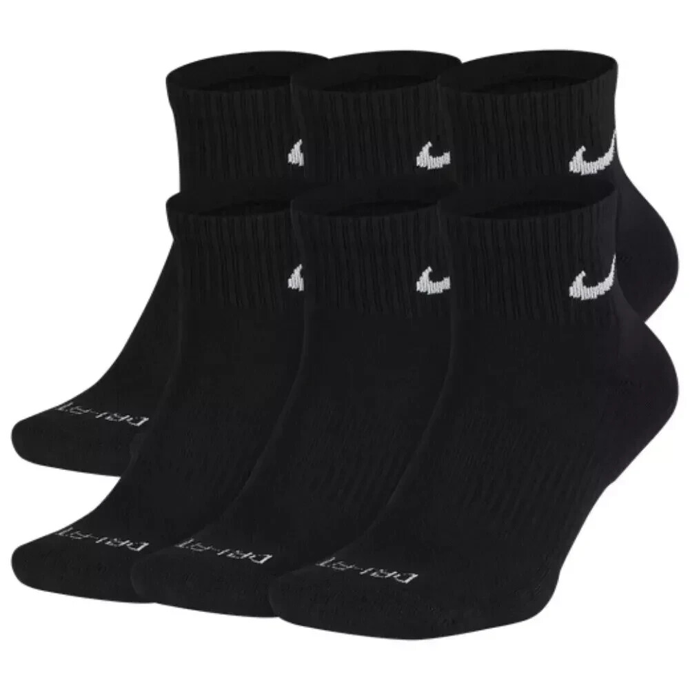 Nike Everyday Cushion Ankle Drifit UNISEX Socks, LARGE- Black- 6 Pair Nike Everyday Cushion Ankle Drifit UNISEX Socks, LARGE- Black- 6 Pair