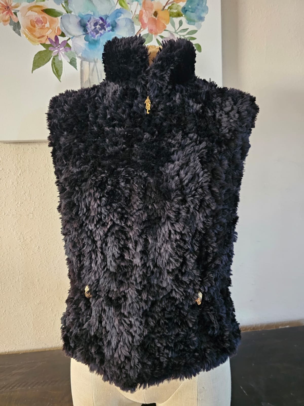 Paula Lishman Knit Fur Vest Black Handmade Canada Zip Front Womens M Paula Lishman Knit Fur Vest Black Handmade Canada Zip Front Womens M