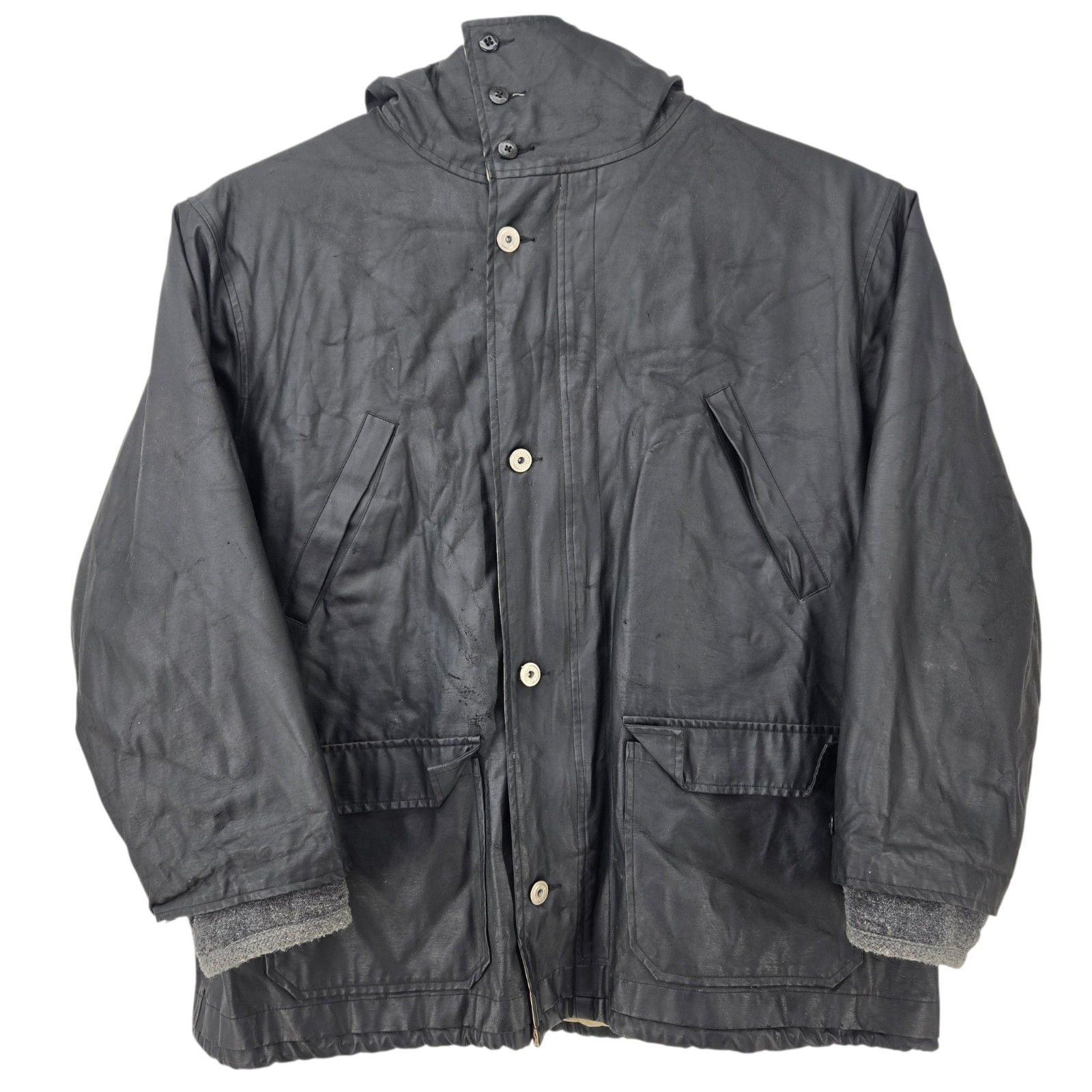 VTG Polo Ralph Lauren Jacket Mens XL Oilcloth Waxed Utility Military Fleece RARE