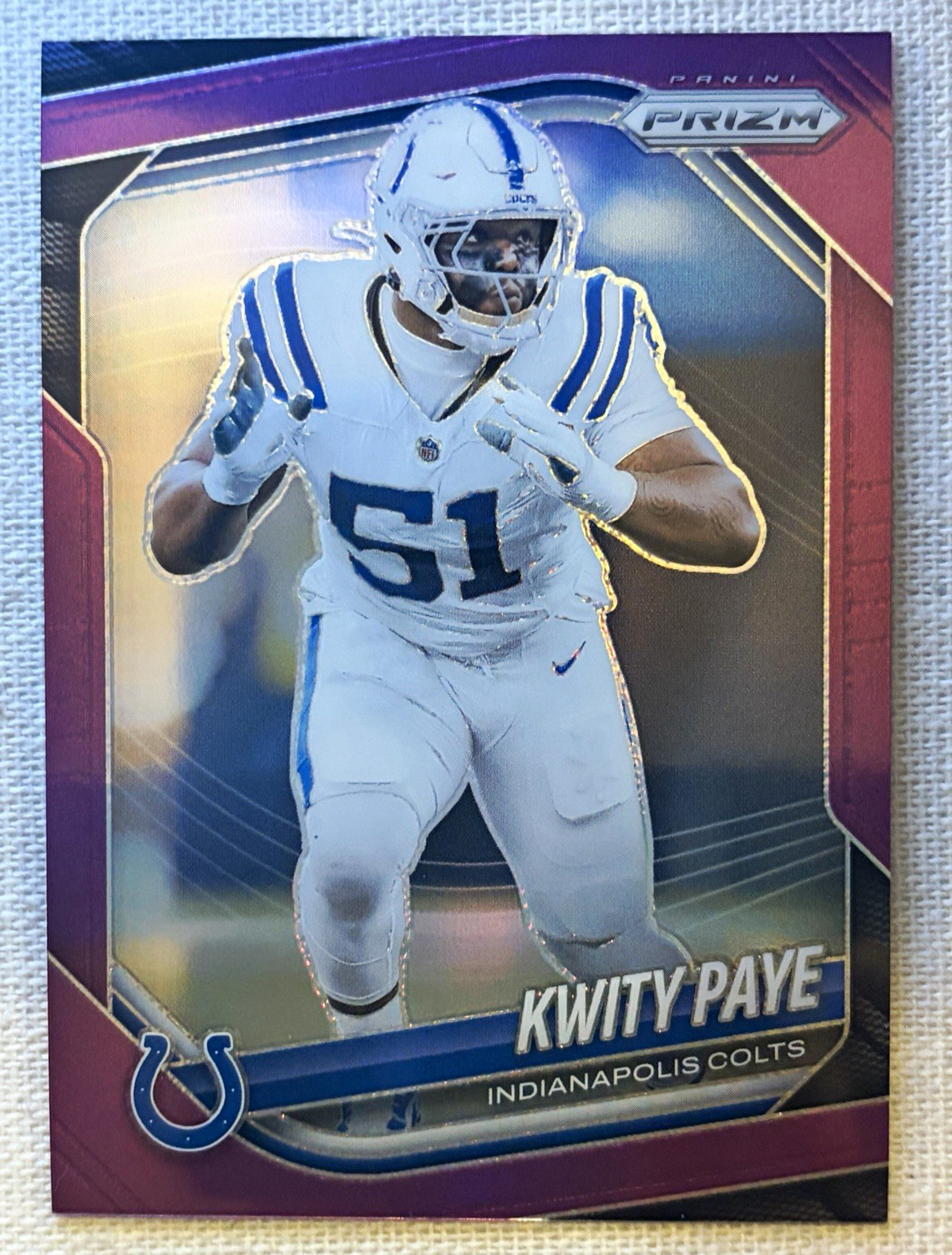 2025 Panini Prizm Kwity Paye #286 Purple Prizm /125 Colts 030/125 2025 Panini Prizm Kwity Paye #286 Purple Prizm /125 Colts 030/125