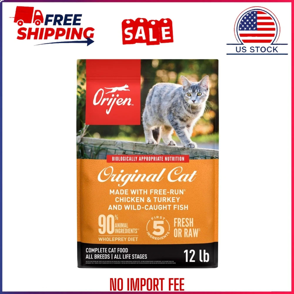 ORIJEN Original Grain-Free High-Protein Premium Dry Cat Food, 12-lb bag