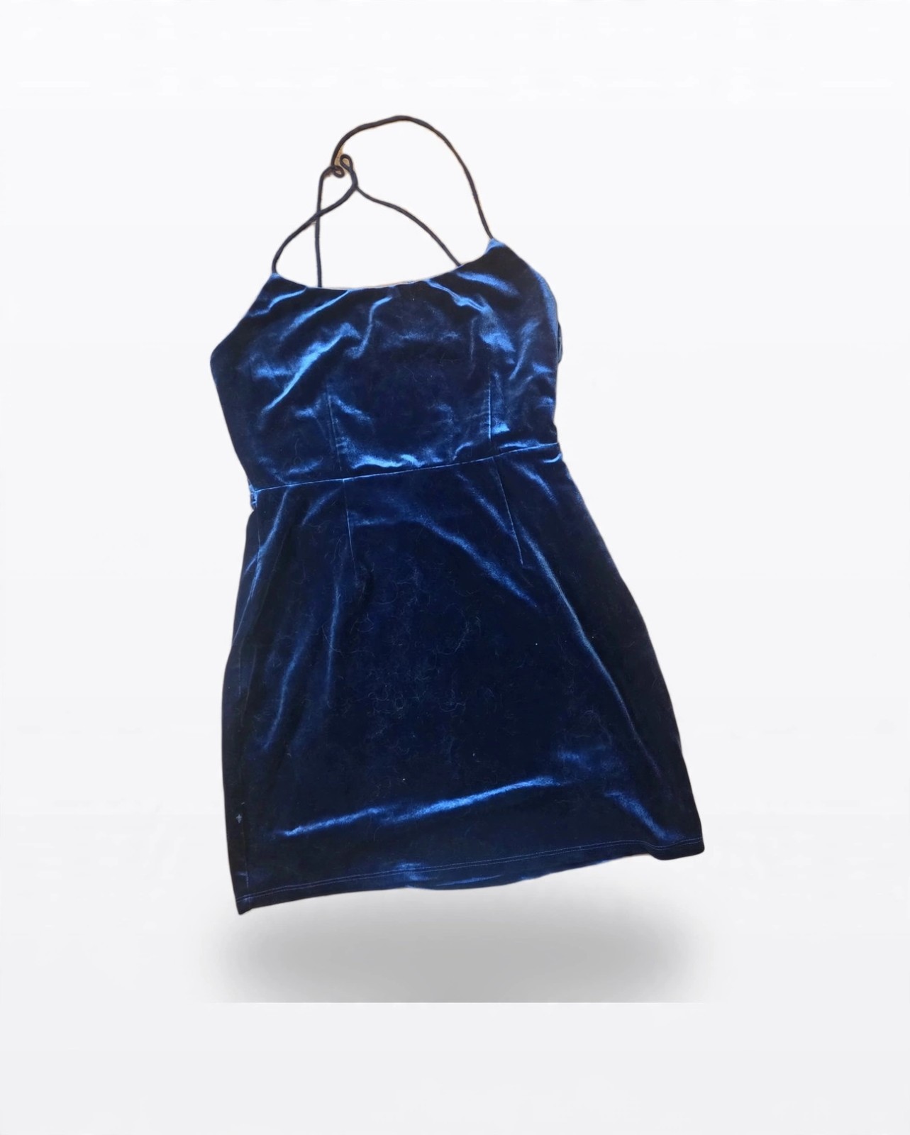 NBD Navy Velvet Lace Up Back Mini Dress M NBD Navy Velvet Lace Up Back Mini Dress M