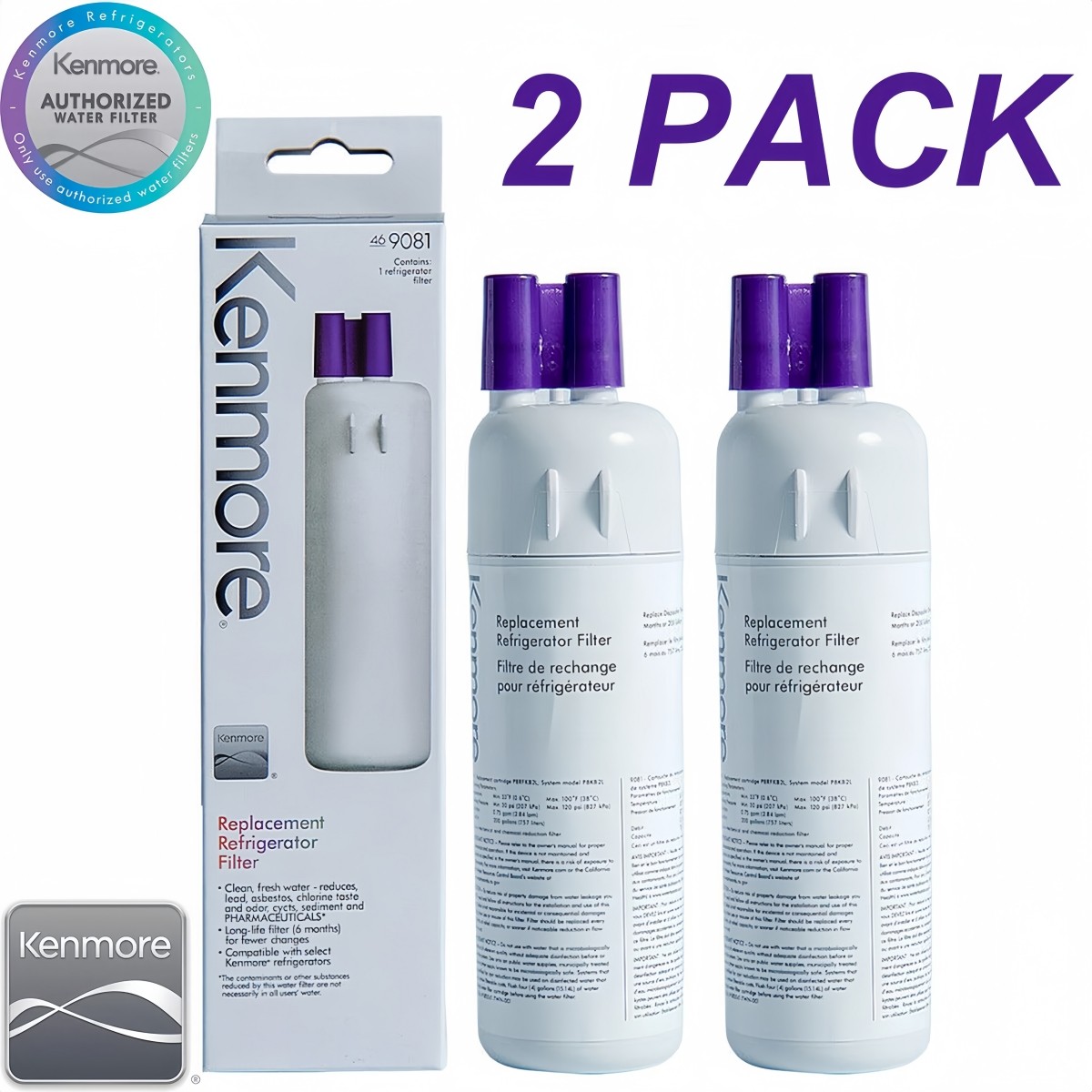 2Pcs 9081 Kenmore 469081 46-9930 Refrigerator & Water Filter New Sealed US Stock 2Pcs 9081 Kenmore 469081 46-9930 Refrigerator & Water Filter New Sealed US Stock