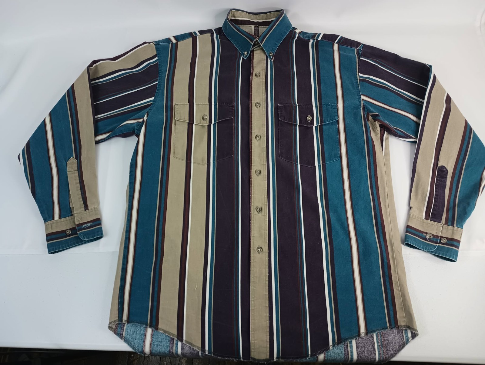 Vintage 90s Wrangler 16.5x35 Single Needle Tailoring Brushpopper Teal Earth-Tone