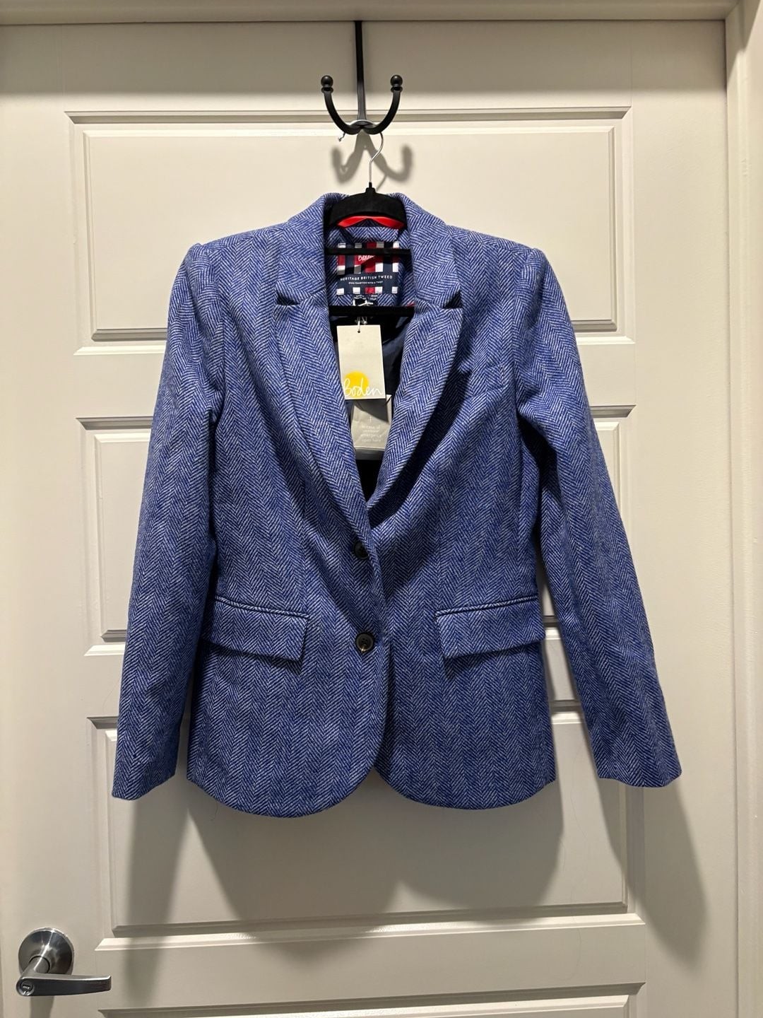 Boden Elizabeth British Tweed Blazer Size US 6R Blue Herringbone Boden Elizabeth British Tweed Blazer Size US 6R Blue Herringbone