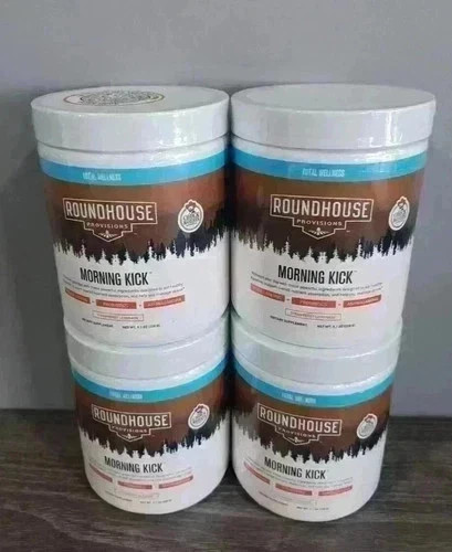 4 Pack Roundhouse Morning Kick Digestive Supplement Powder Strawberry 
