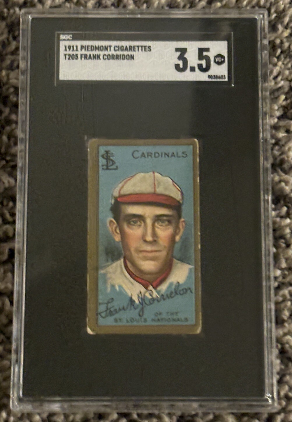 FRANK CORRIDON 1911 T205 GOLD BORDER /PIEDMONT - PSA 3.5 VG+ ST. LOUIS CARDINALS