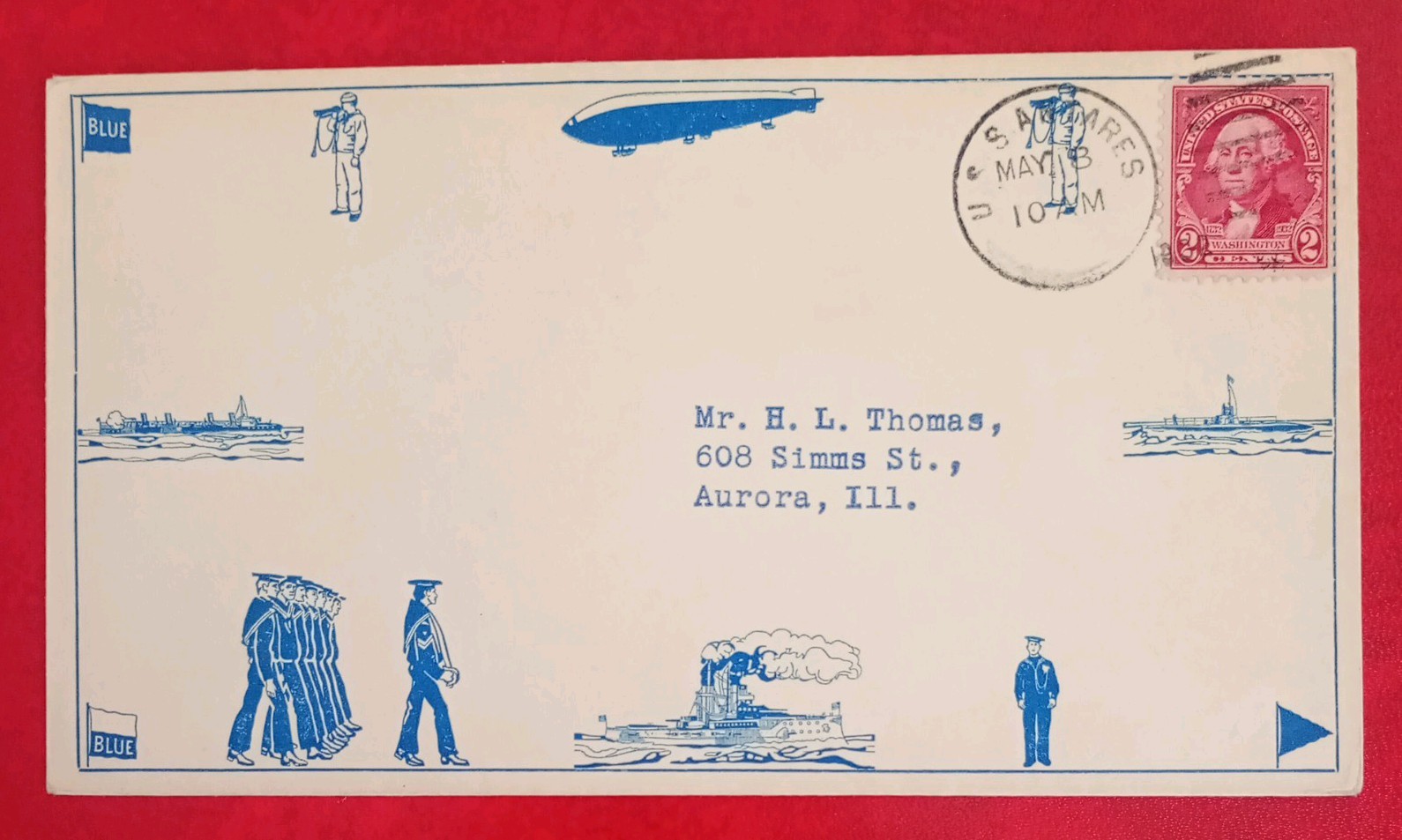 USA AIRSHIP *SHENANDOAH* depicted on 1932 USS ANTARES COVER USA AIRSHIP *SHENANDOAH* depicted on 1932 USS ANTARES COVER