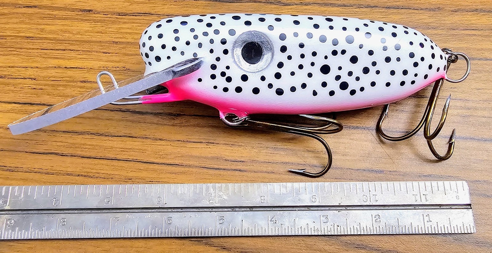 6” Mortimer Baits Kirby Mortlet Snow Leopard Pink Crankbait Trolling Musky Lure 6” Mortimer Baits Kirby Mortlet Snow Leopard Pink Crankbait Trolling Musky Lure