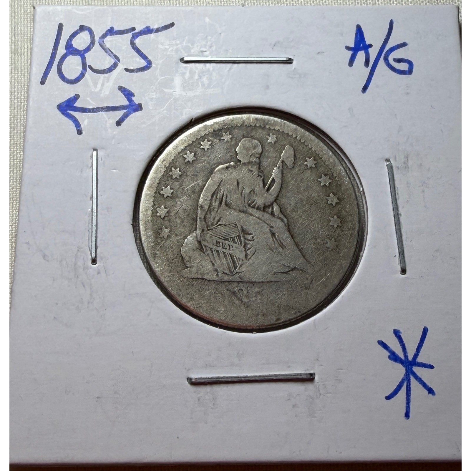 1855 Seated Liberty Silver Quarter Arrows at Date US Coin S135 1855 Seated Liberty Silver Quarter Arrows at Date US Coin S135