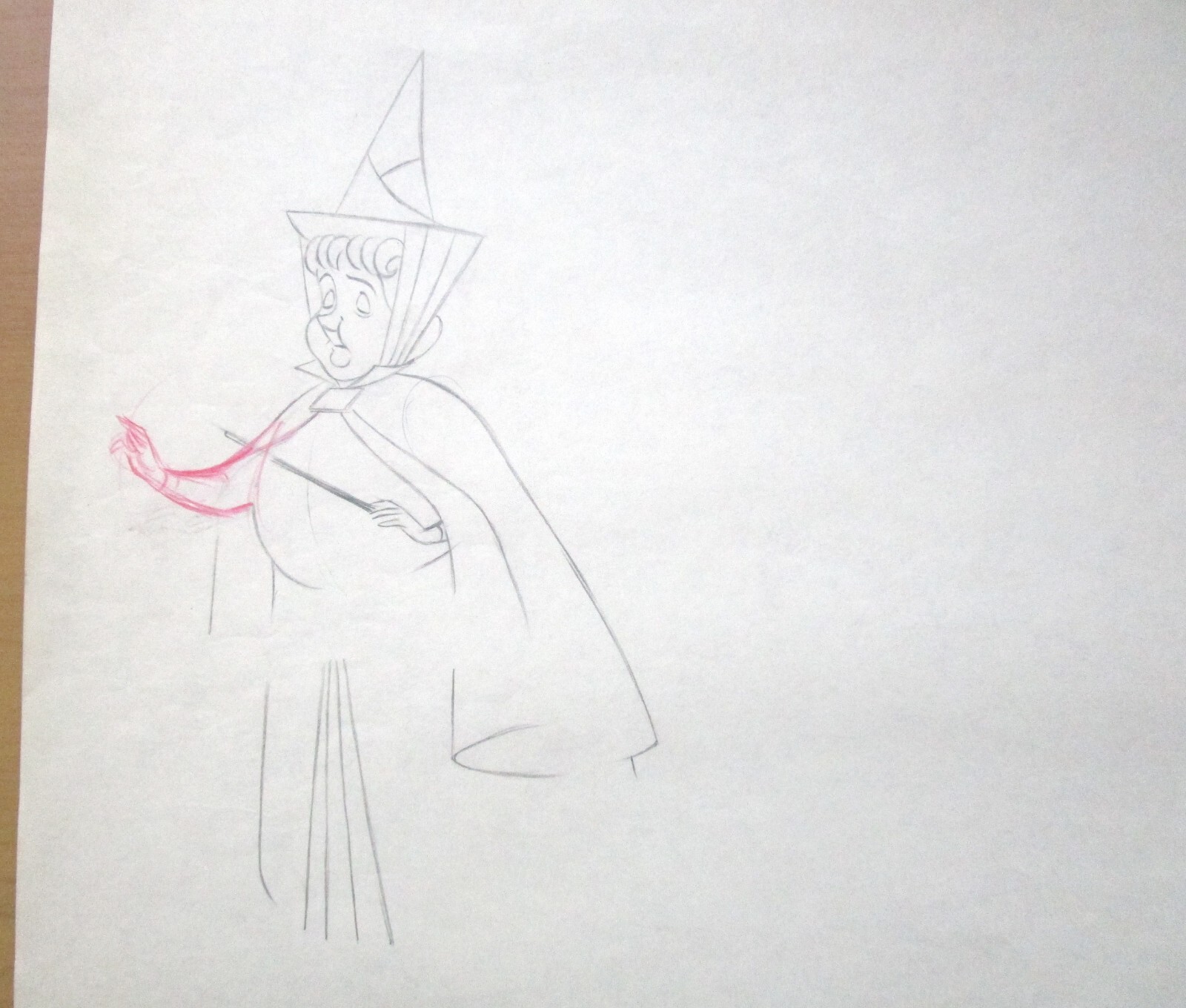 1959 SLEEPING BEAUTY FLORA Fairy Walt Disney ORIGINAL PRODUCTION cel DRAWING