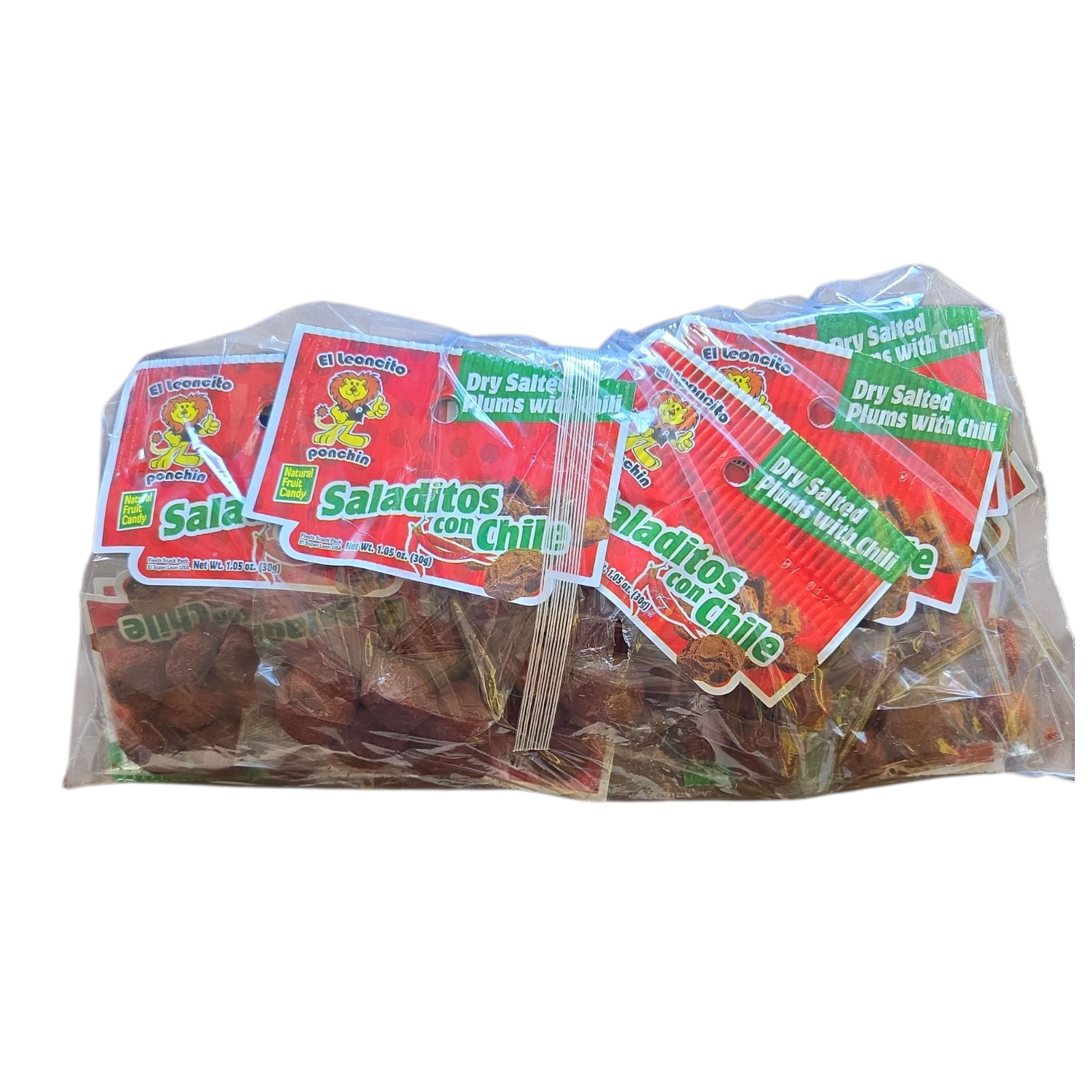 El Leoncito SALADITOS, Salted Chili Plum 12-pack of 1.05-oz each bag