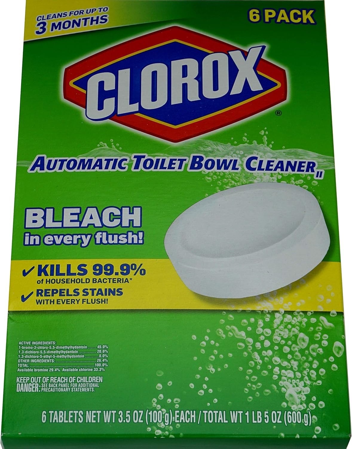 Clorox Bleach Automatic Toilet Bowl Cleaner Tablets, 6 Tablets - Pack of 1 - NEW Clorox Bleach Automatic Toilet Bowl Cleaner Tablets, 6 Tablets - Pack of 1 - NEW