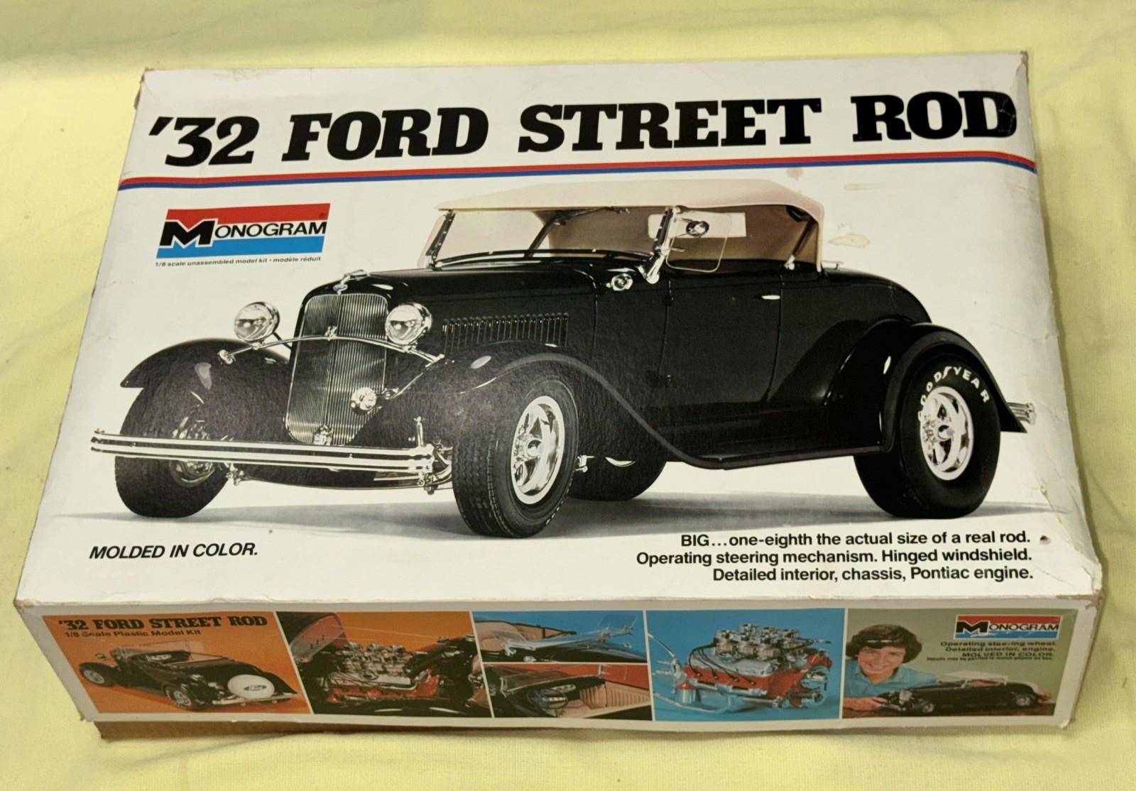 Vintage Monogram #2602 1932 Ford Street Rod Kit 1/8 Unbuilt, Roadster or Highboy