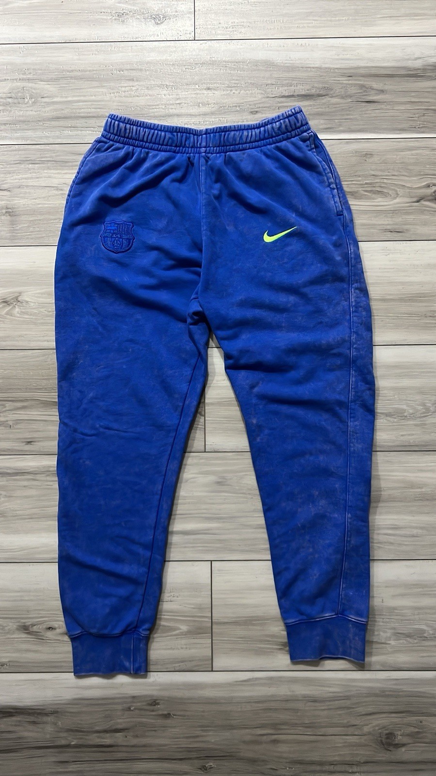 Nike Men\'s Jogger Sweatpants Barcelona FC Soccer Club Acid Blue Wash Size Medium