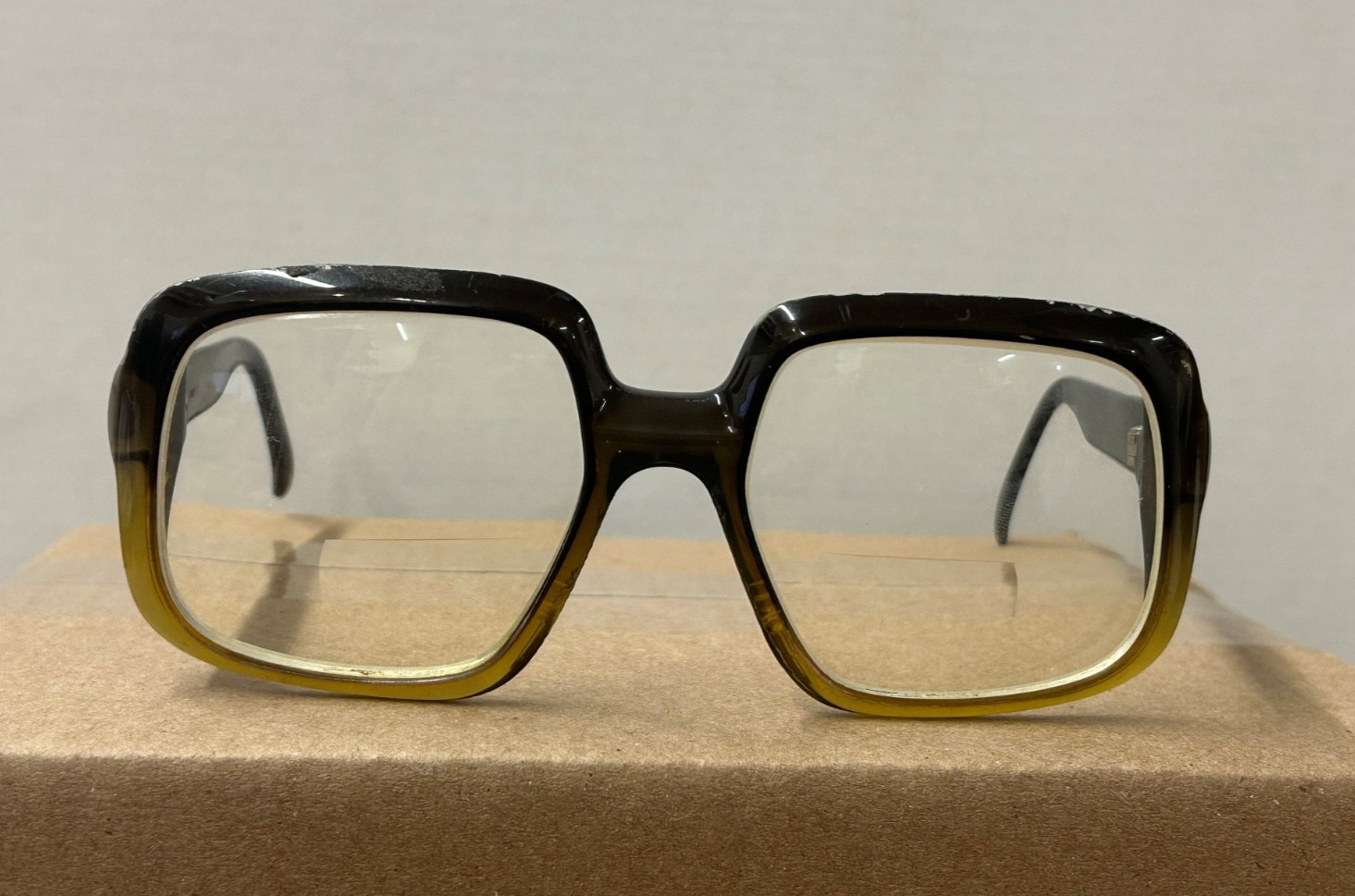 VTG 60s 70s BAUSCH & LOMB Eyeglasses Frames Oversize Square Gradient Brown 5 3/4