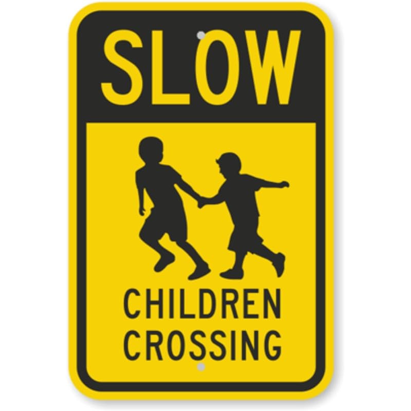 Slow Children Crossing Aluminum Weatherproof Sign c01831 Slow Children Crossing Aluminum Weatherproof Sign c01831