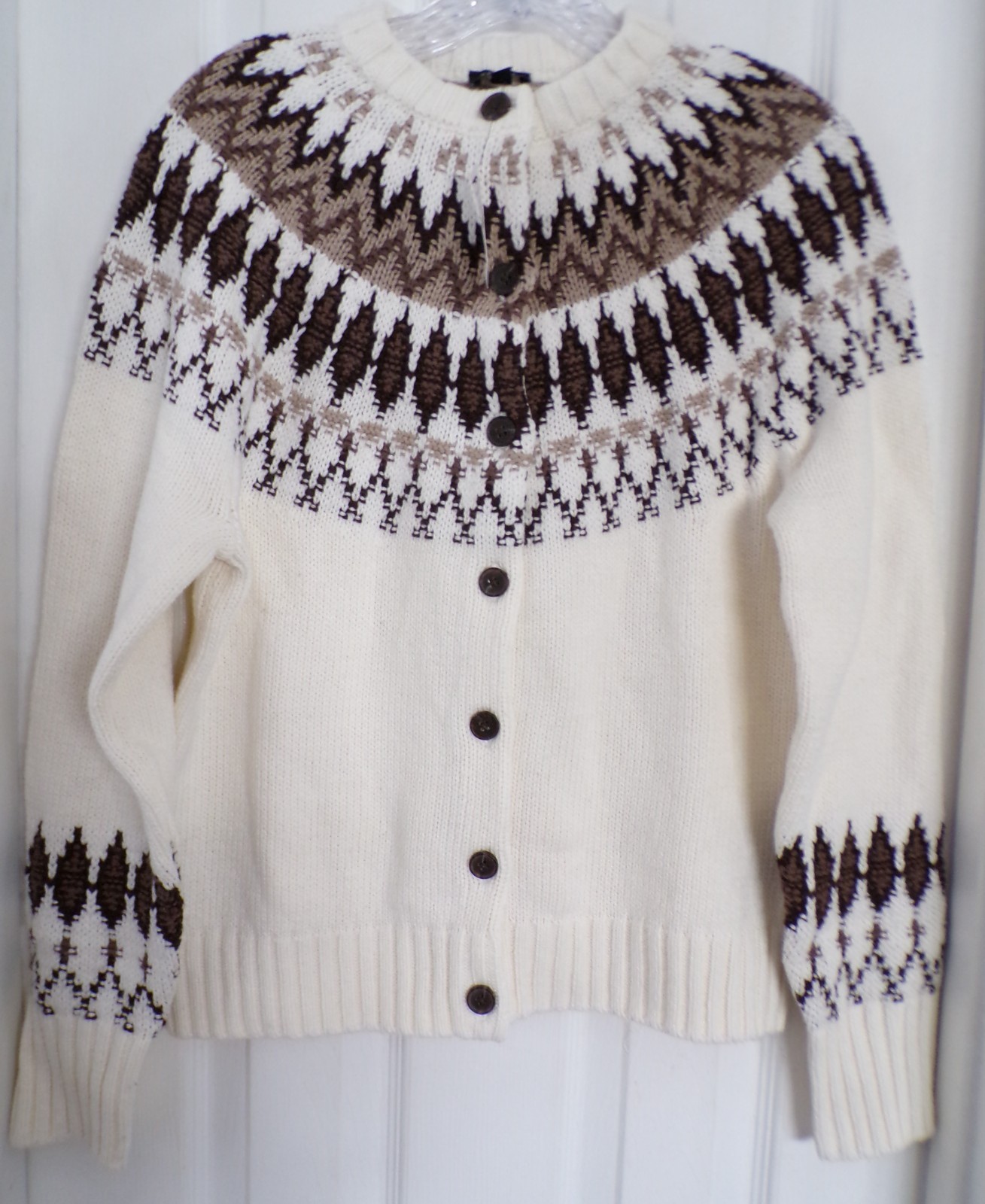 NWT NEW FALL TALBOTS MEDIUM FAIL ISLE BUTTON FRONT CARDIGAN SWEATER $119.00