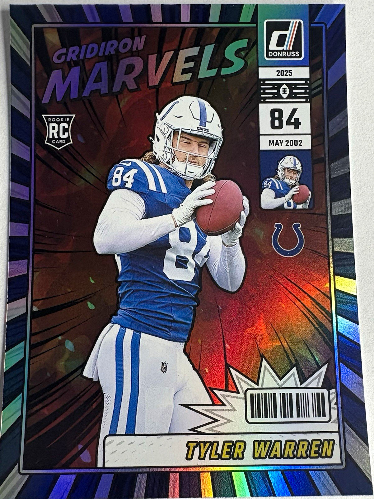 Panini 2025 Donruss Gridiron Marvels Rookie Tyler Warren Colts #GM-TWN