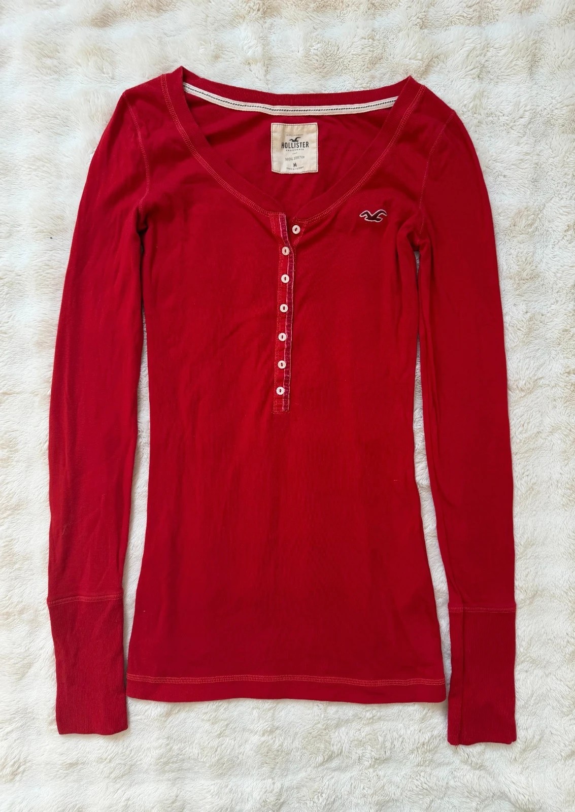 Y2K Hollister Ribbed Red Long Sleeve Top Y2K Hollister Ribbed Red Long Sleeve Top