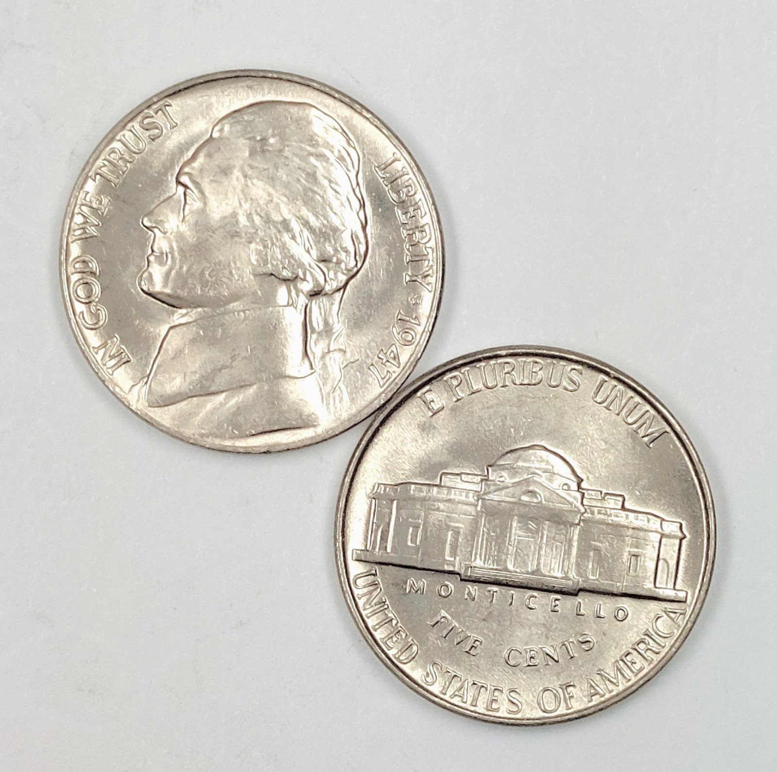 1947 UNCIRCULATED JEFFERSON NICKEL CHOICE TO GEM BU 1947 UNCIRCULATED JEFFERSON NICKEL CHOICE TO GEM BU