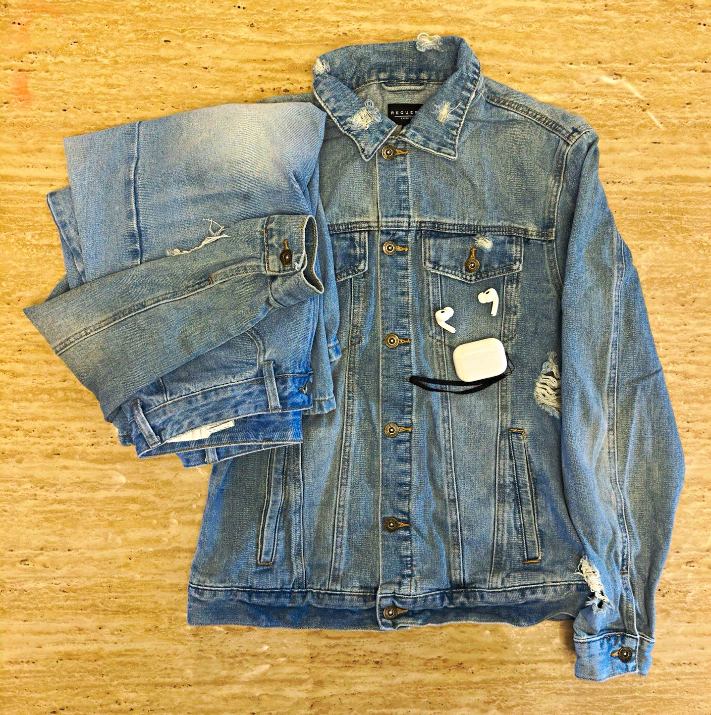 Vintage Distressed Blue Denim Jacket