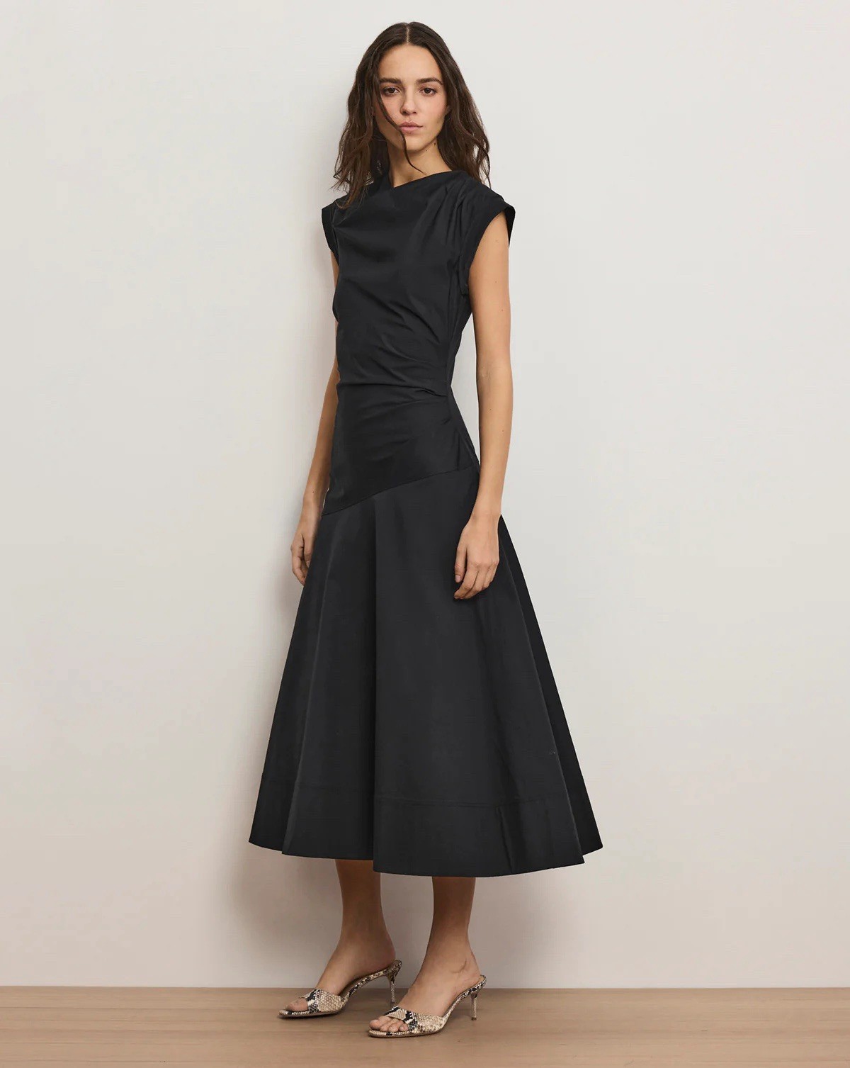 Veronica Beard Lisette Cotton Poplin Midi Dress Black Size 0 NEW